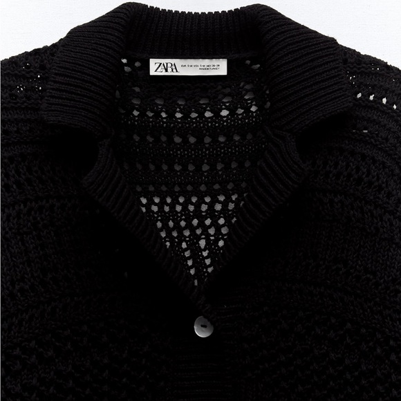 Zara Pointelle Knit Polo Sweater - S/M - Picture 5 of 11